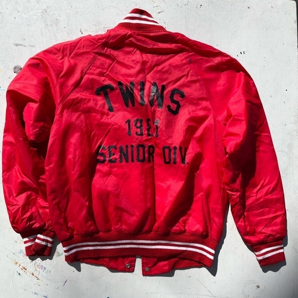 Men's VTG Twins 10 Jacket Red 1981 Embroidery M Lined 80s Snap MLB USA Windbreak - Picture 10 of 15